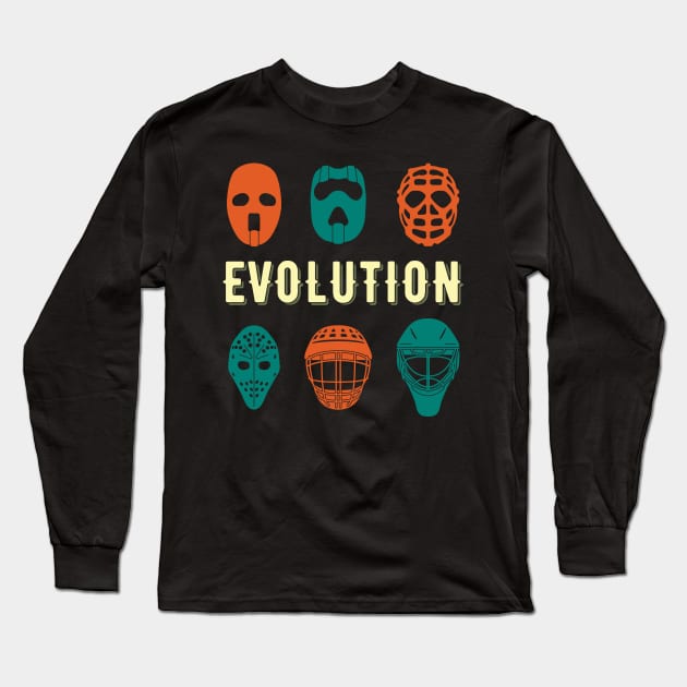 Ice Hockey Player Goalie Mask Evolution Goalkeeper Gift Idea Long Sleeve T-Shirt by Dolde08